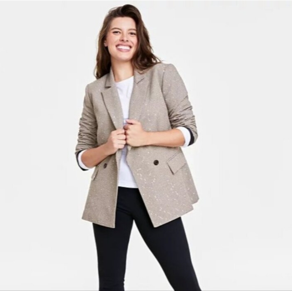 On 34th Glittery Houndstooth Double Breasted Blazer Size 18W